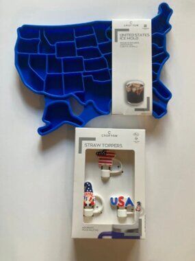 USA Shaped Ice Cube Tray & Silicone Straw Covers